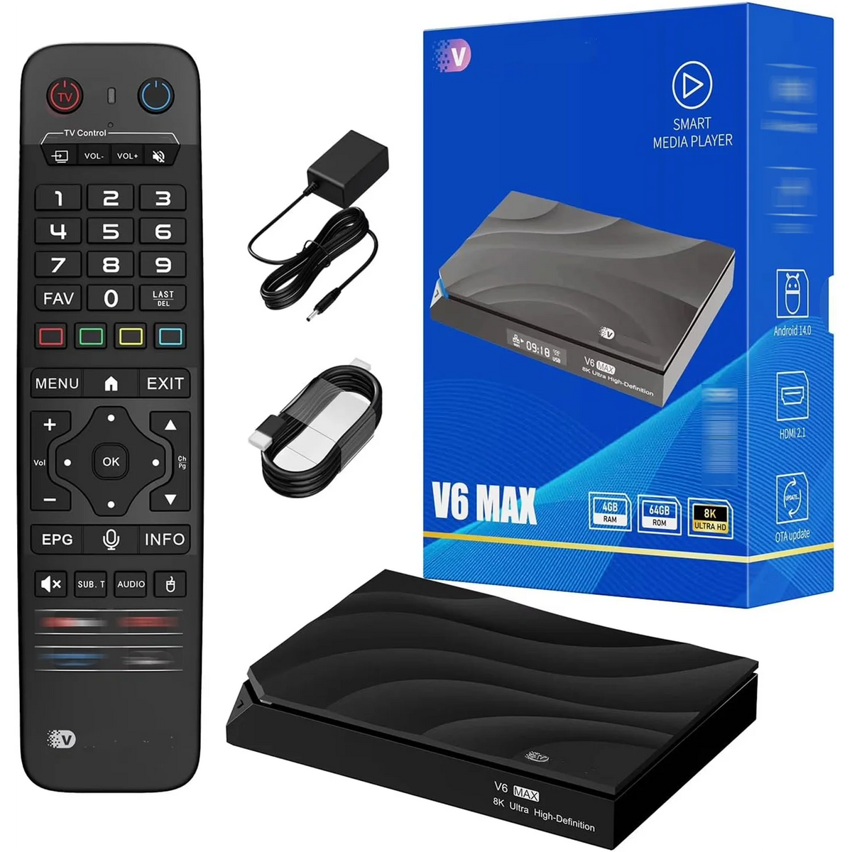 vSeeBox V6 Max Android 14 Smart Streaming Media Player