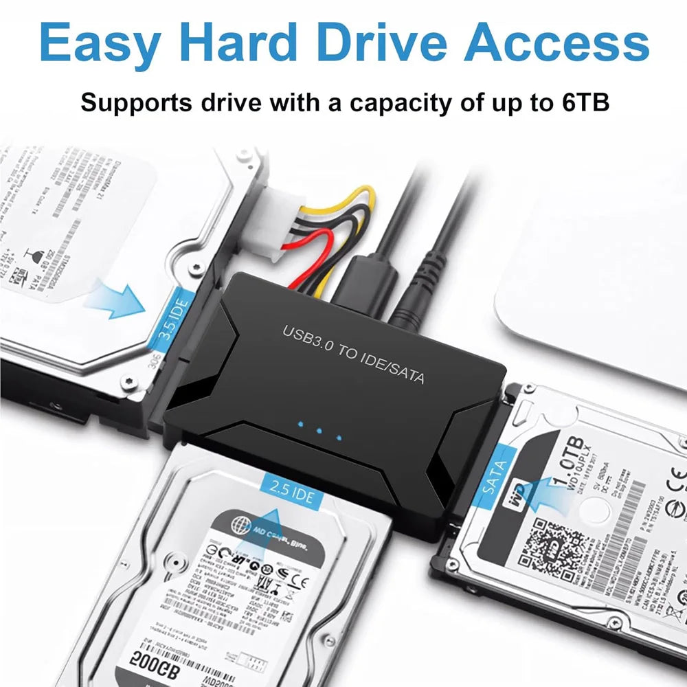 USB 3.0 IDE SATA Adapter For Hard Drive Data Transfer