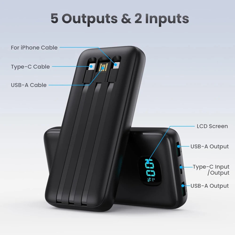 Chictree Power Bank With Built In Cables And Digital Display