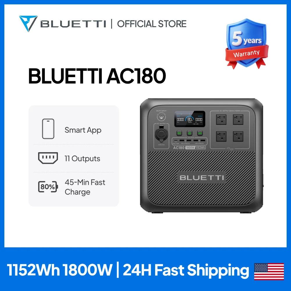 BLUETTI AC180 Portable Power Station With LiFePO4 Battery