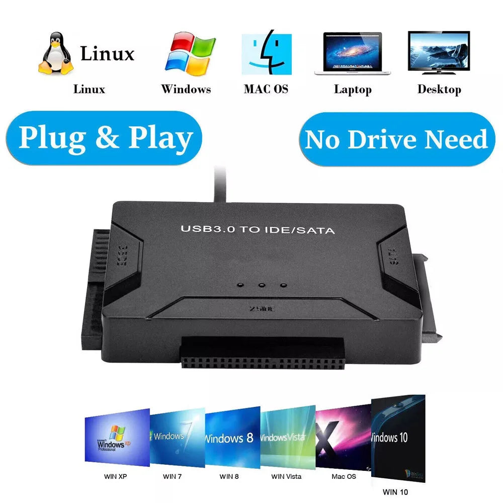 USB 3.0 IDE SATA Adapter For Hard Drive Data Transfer