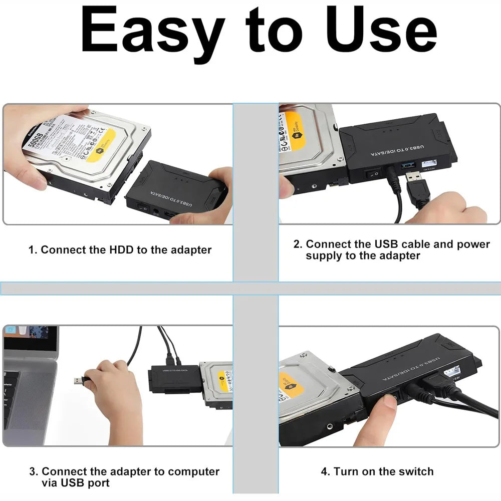 USB 3.0 IDE SATA Adapter For Hard Drive Data Transfer