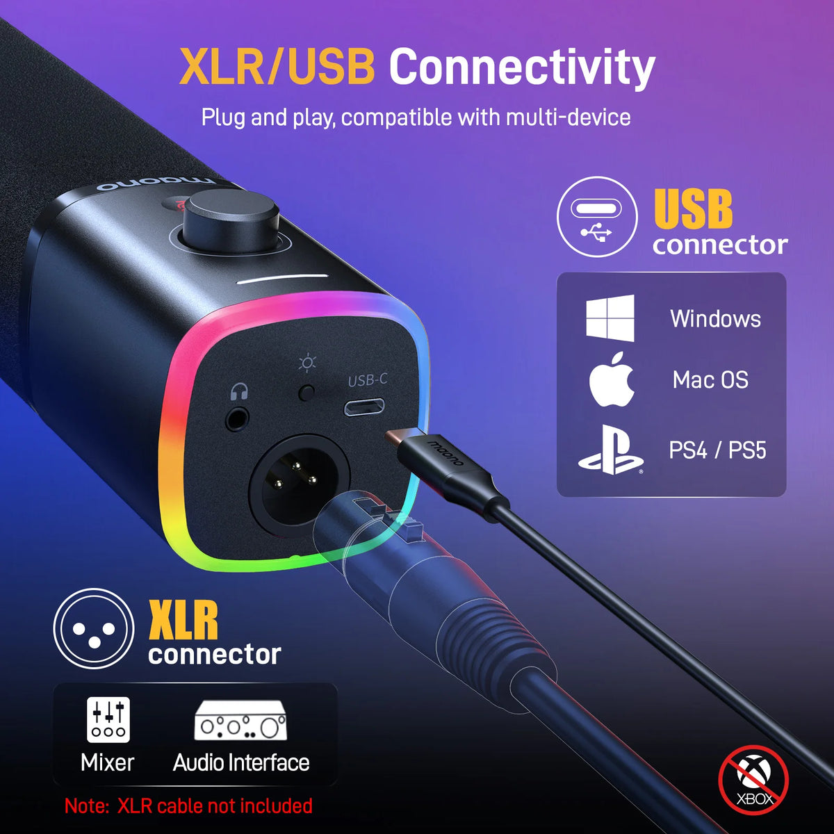 MAONO PD100X Dynamic Gaming Microphone With Noise Reduction