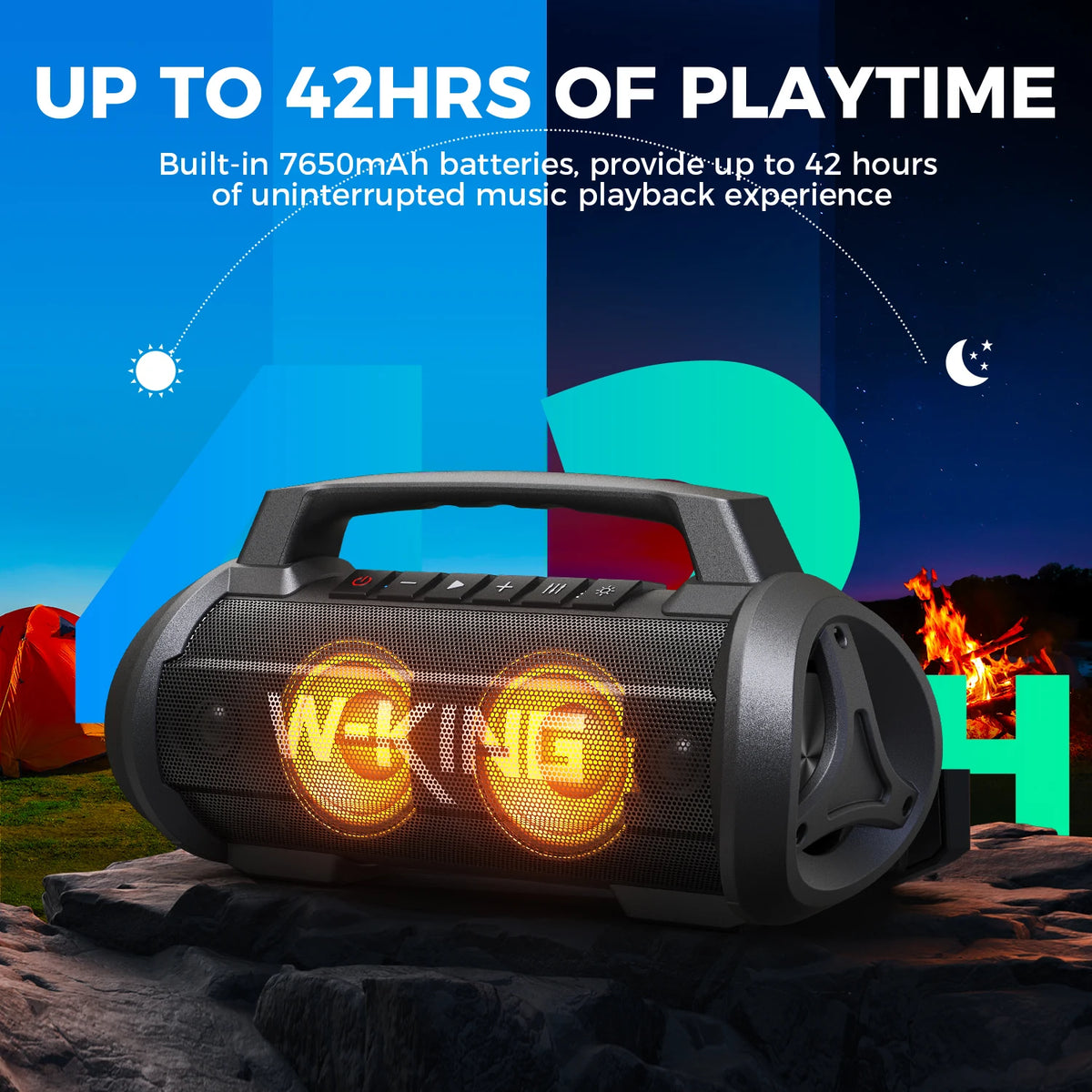 W-King D10MIC Portable Bluetooth Speaker With Wireless Microphone