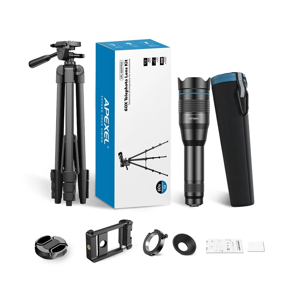 APEXEL 60X Mobile Phone Telescope Lens Astronomical Telephoto Zoom Lens With Extendable Tripod for iPhone 18/17/16 Samsung and All Smartphone