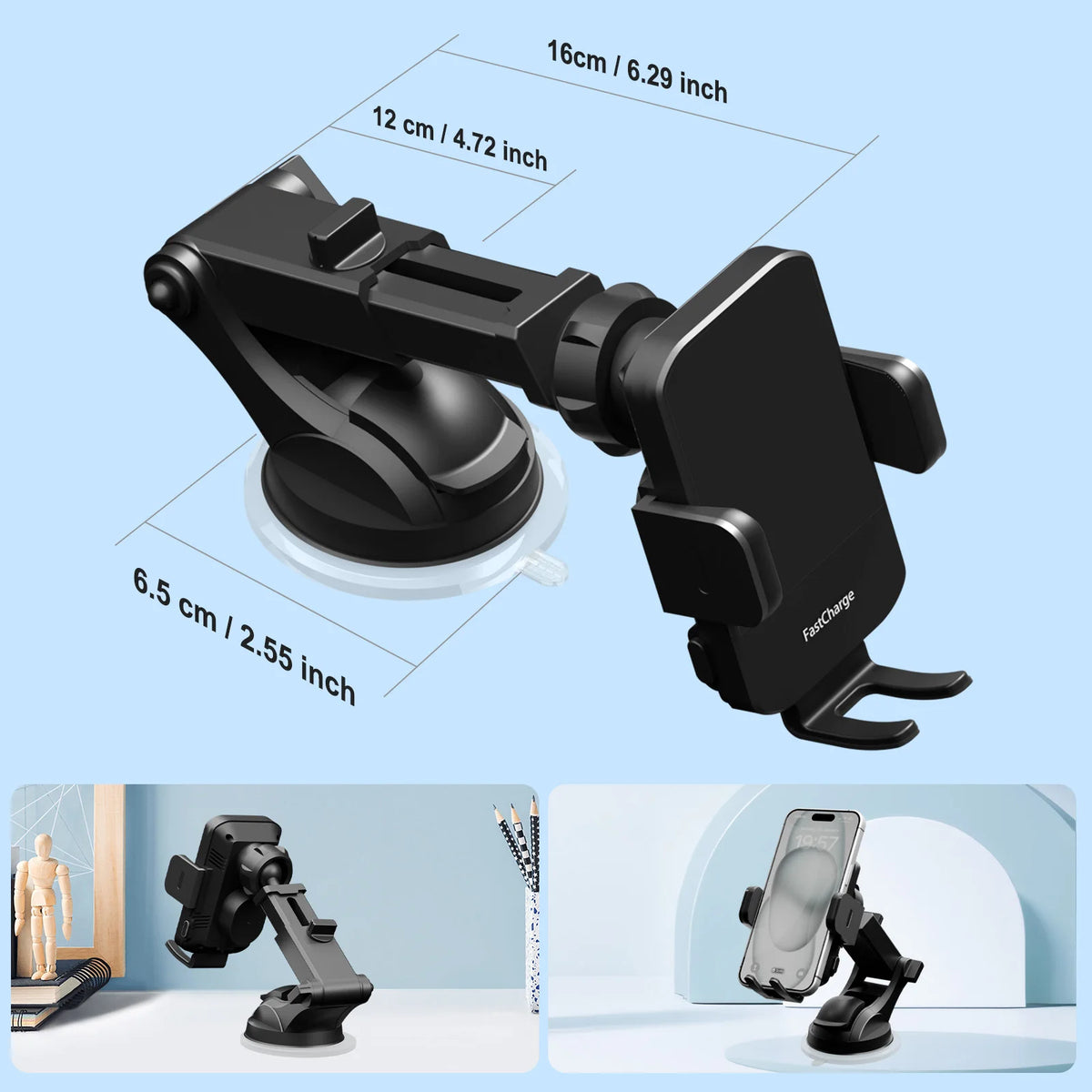 Qi Magnetic Wireless Car Phone Charger With Auto Clamp Mount