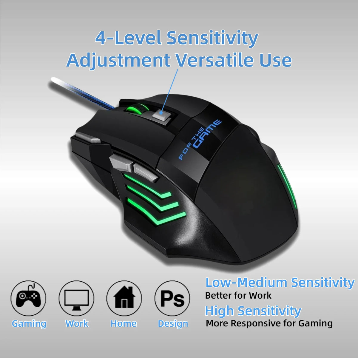 Gaming Mouse 7 Buttons RGB LED Backlight 3200 DPI Wired USB Optical Gamer Mice Ergonomic For PC Laptop Computer CS GO LOL PUBG