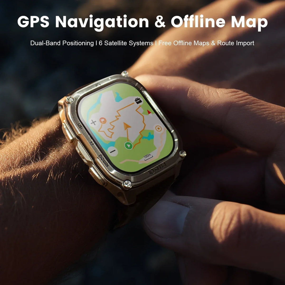 KOSPET Tank M4 Smart Watch Stainless Steel 6-Sat GPS Offline Maps 10ATM Waterproof 45M Dive 24/7 Health Monitor for Android iOS