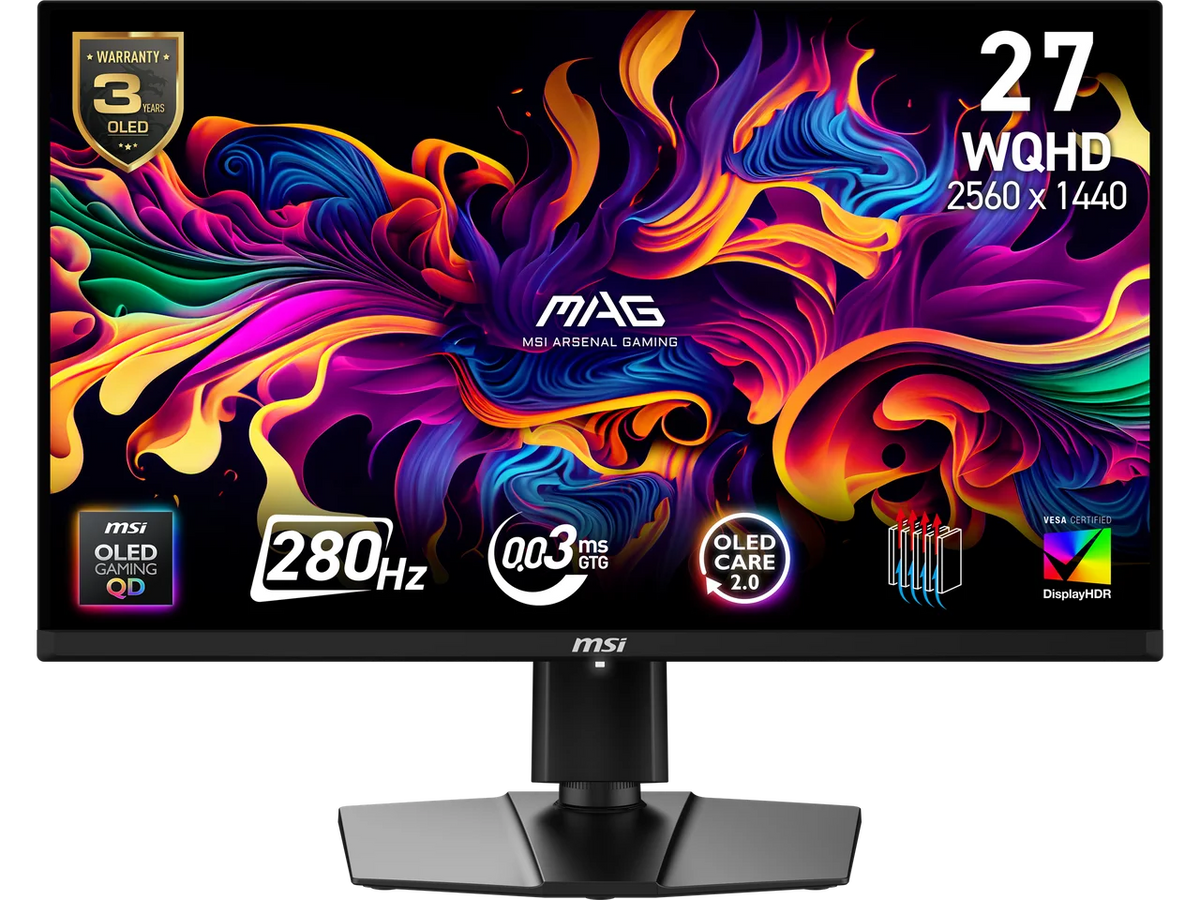 MSI MAG 271QP QD-OLED X28 27" QHD 1440P 280Hz Gaming Monitor, FreeSync Premium Pro & G-Sync, 0.03ms, HDR400, USB-C