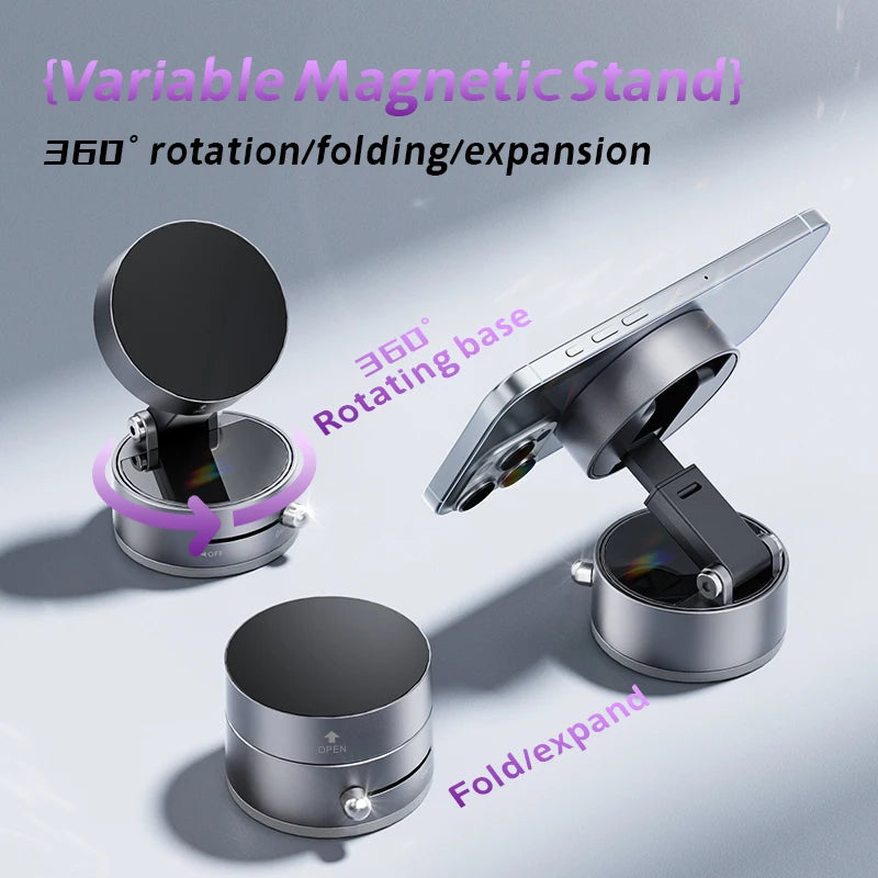 Magnetic Foldable Phone Mount With Rotating Arm For Car Dashboards