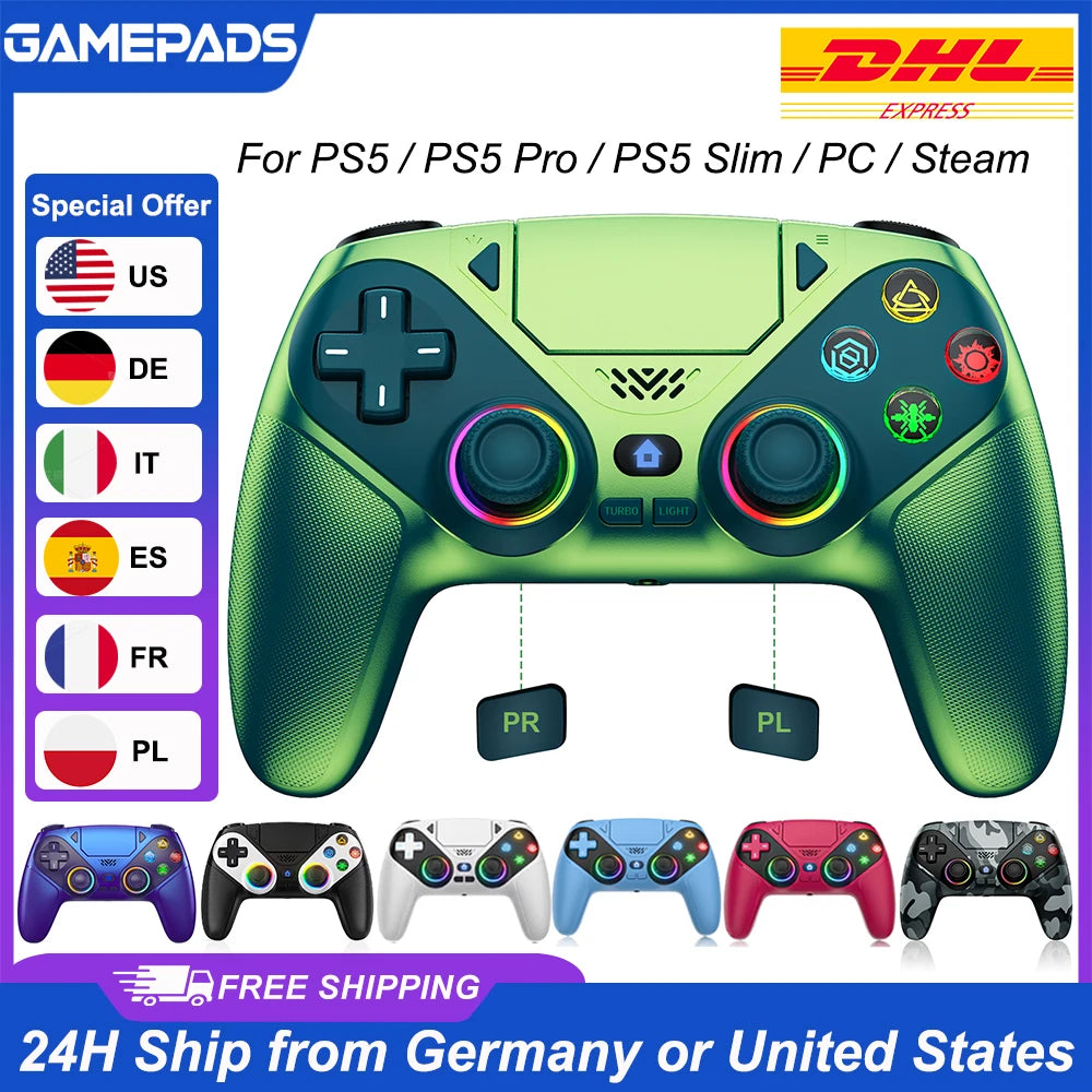 Bonacell Wireless PS5 Controller With Hall Effect Drift Resistant Joysticks