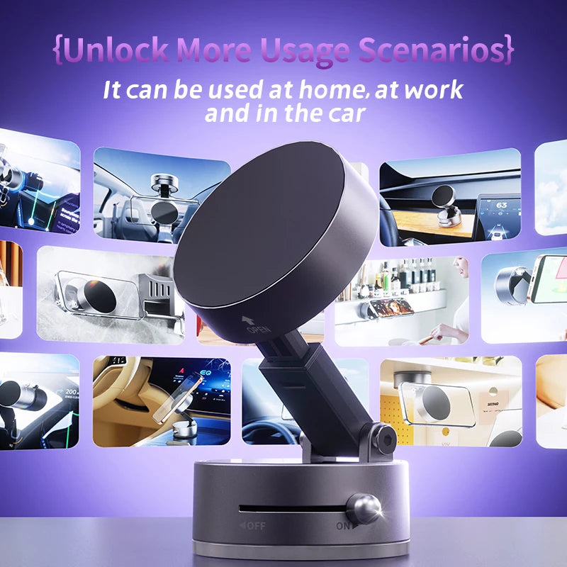 Magnetic Foldable Phone Mount With Rotating Arm For Car Dashboards
