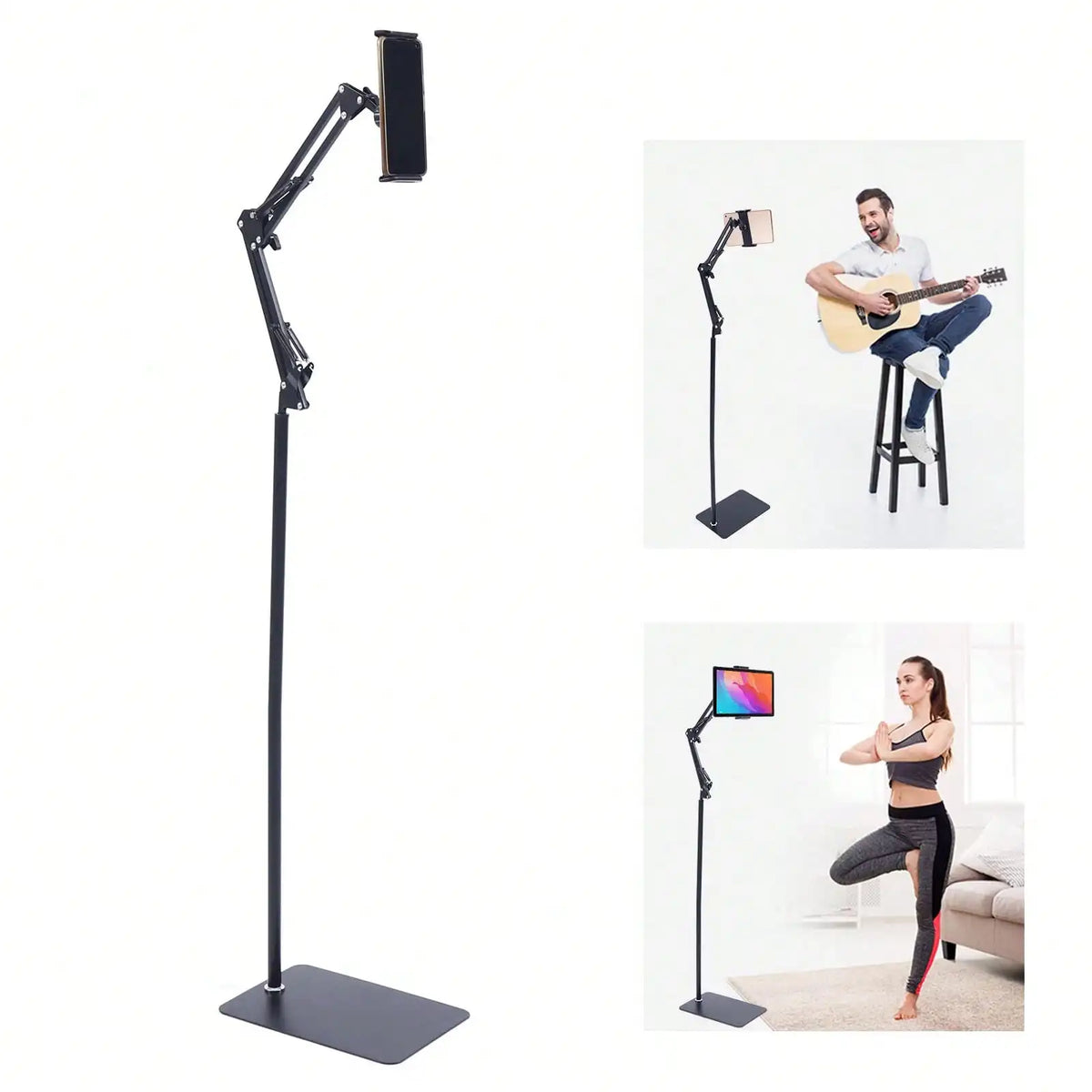 LYNICESHOP Stand Floor Cell Phone Holder Adjustable 360 Rotating, Floor Stand, Phone Stand Holder 53.15inch Tall, 4-17cm Clamping Width For , Cellphone, Tablet, Kindle Holiday Gift (US Stock) Faster Delivery