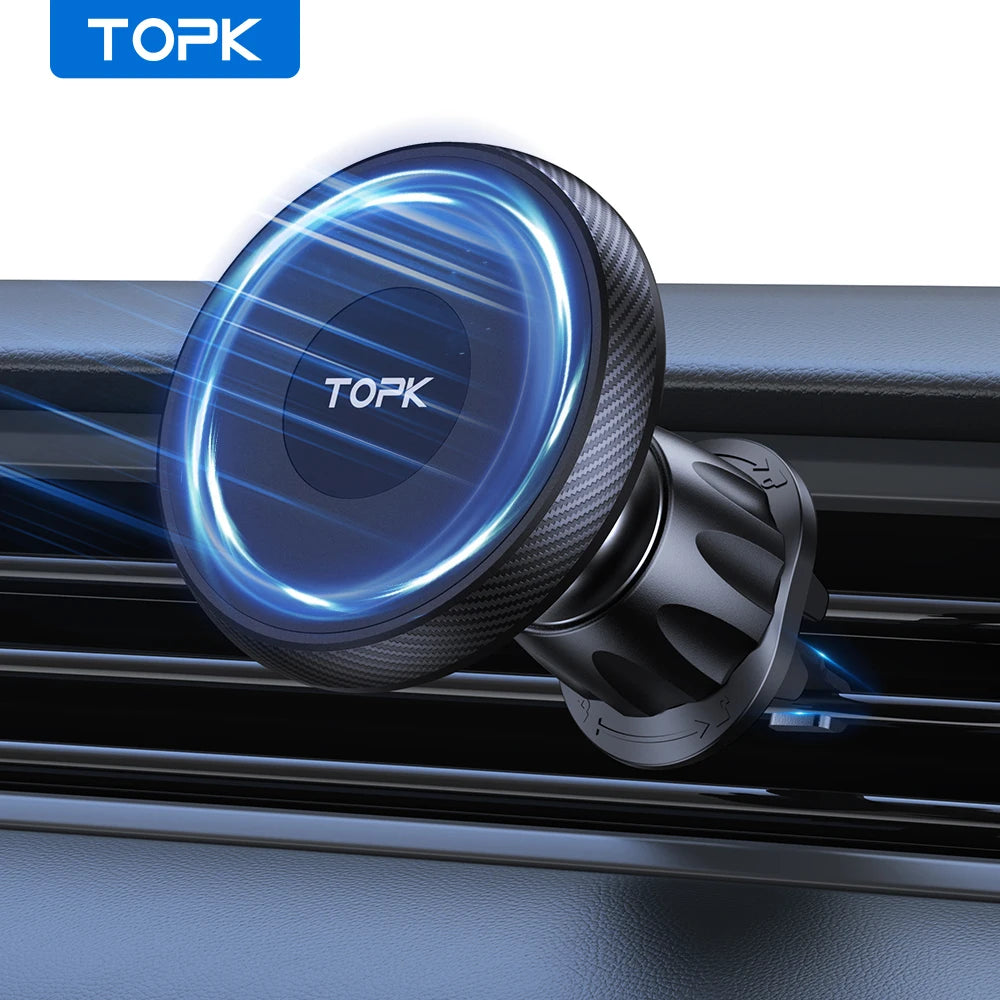 TOPK Car Phone Holder Mount MagSafe 360° Magnetic Vent 20 Strong Magnets Fit for iPhone 15 14 13 12 Pro Max Mini
