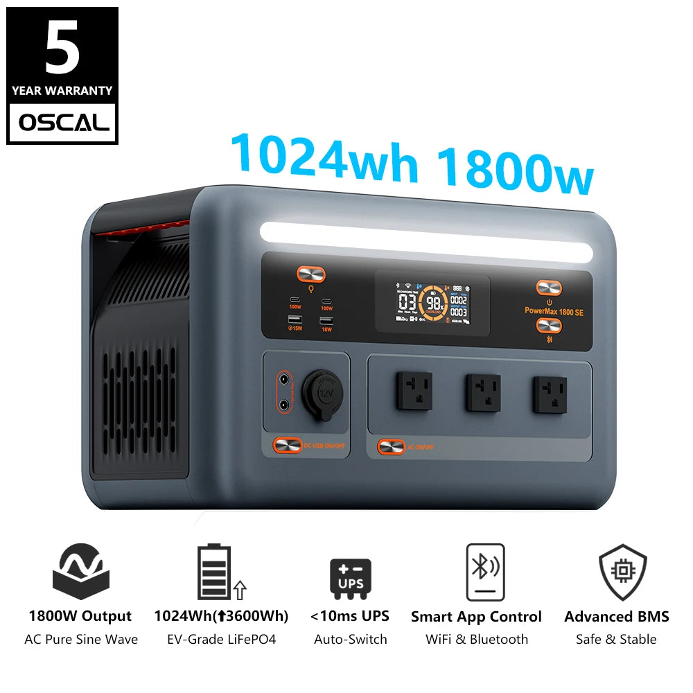 OSCAL PowerMax SE Portable Solar Generator Fast Charging App Control