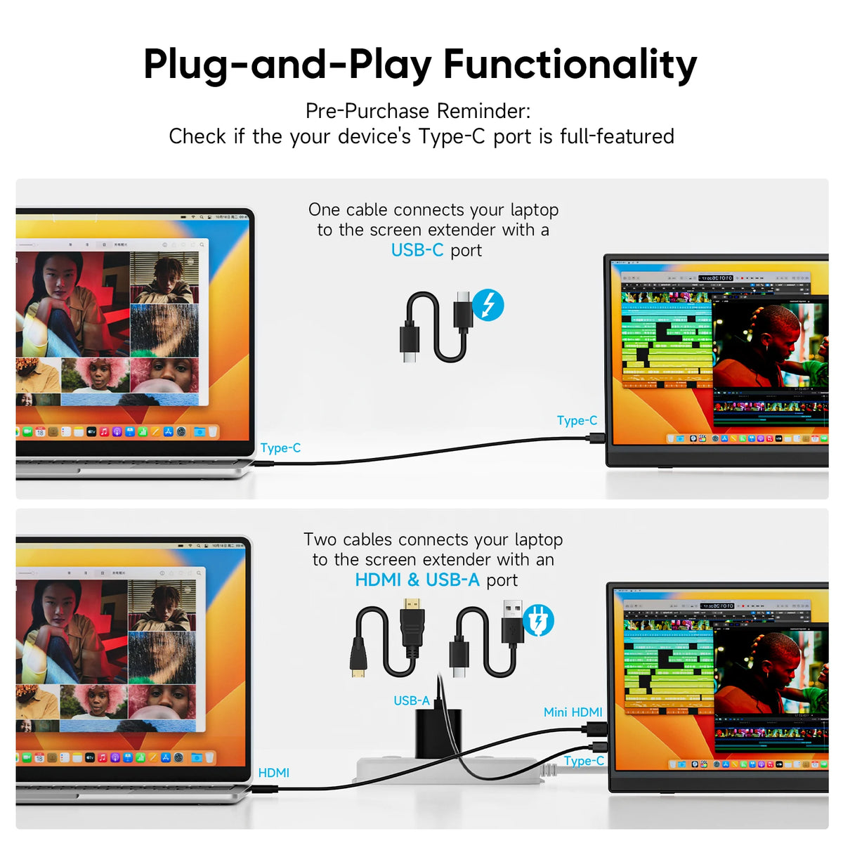 Dopesplay Portable Full HD IPS Monitor With Built In Speakers