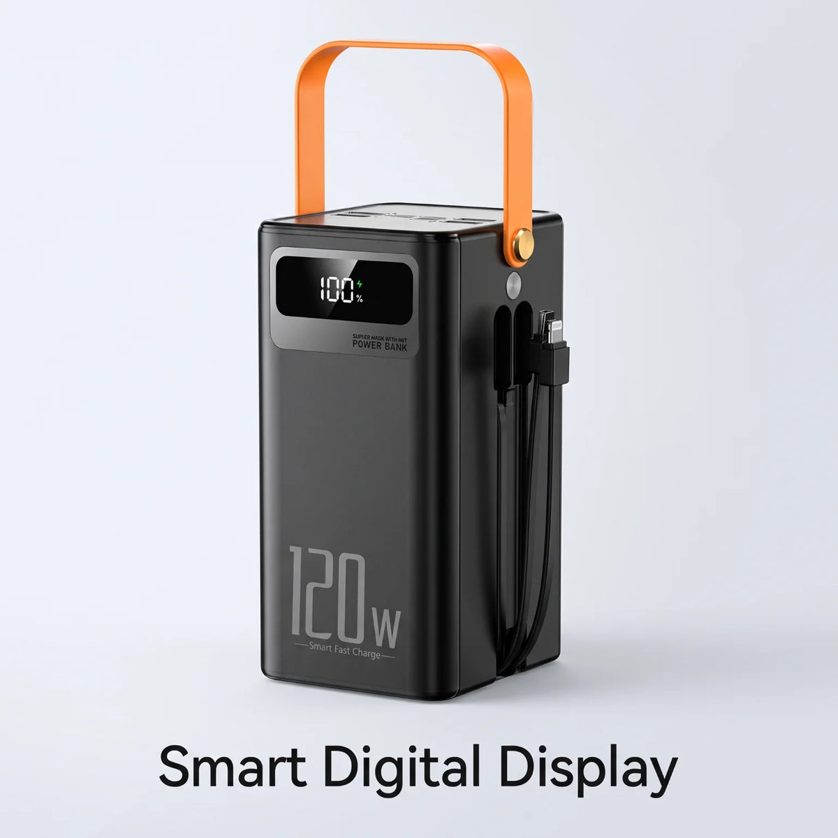 Portable Power Bank With Built In Cables Digital Display