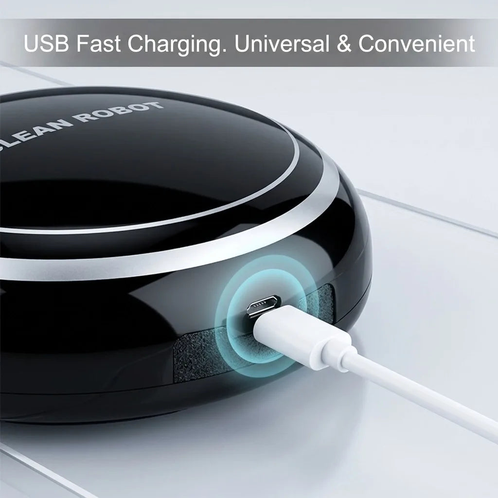 Robot Vacuum Cleaner, Smart Fully Automatic Sweeping and Vacuuming Robot with USB Charging, Compact Mini Robotic Sweeper for Hard Floor, Pet Hair, Home and Office, 19 x 8.5 x 19cm