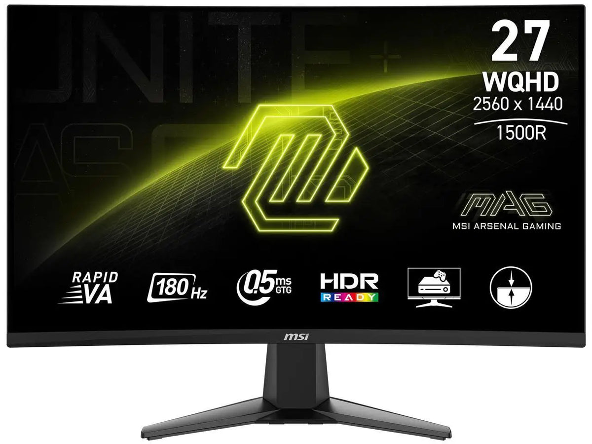 MSI 27" QHD 2K 1440P 180Hz with AMD FreeSync Sync 0.5ms HDR Ready support VRR Ai Vision Less Blue Light Anti-Flicker Curved Gaming Computer Monitor MAG 27CQ6F