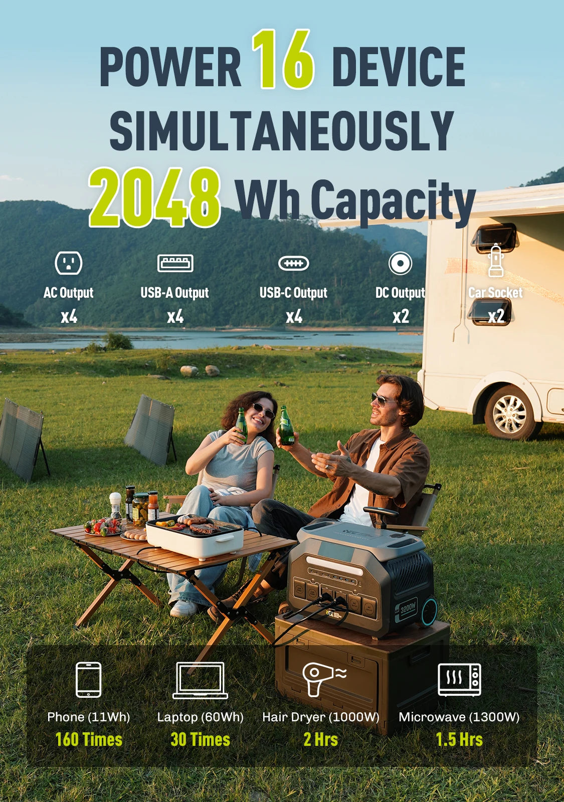 IEE Portable Power Station With Solar Charging For Home Backup