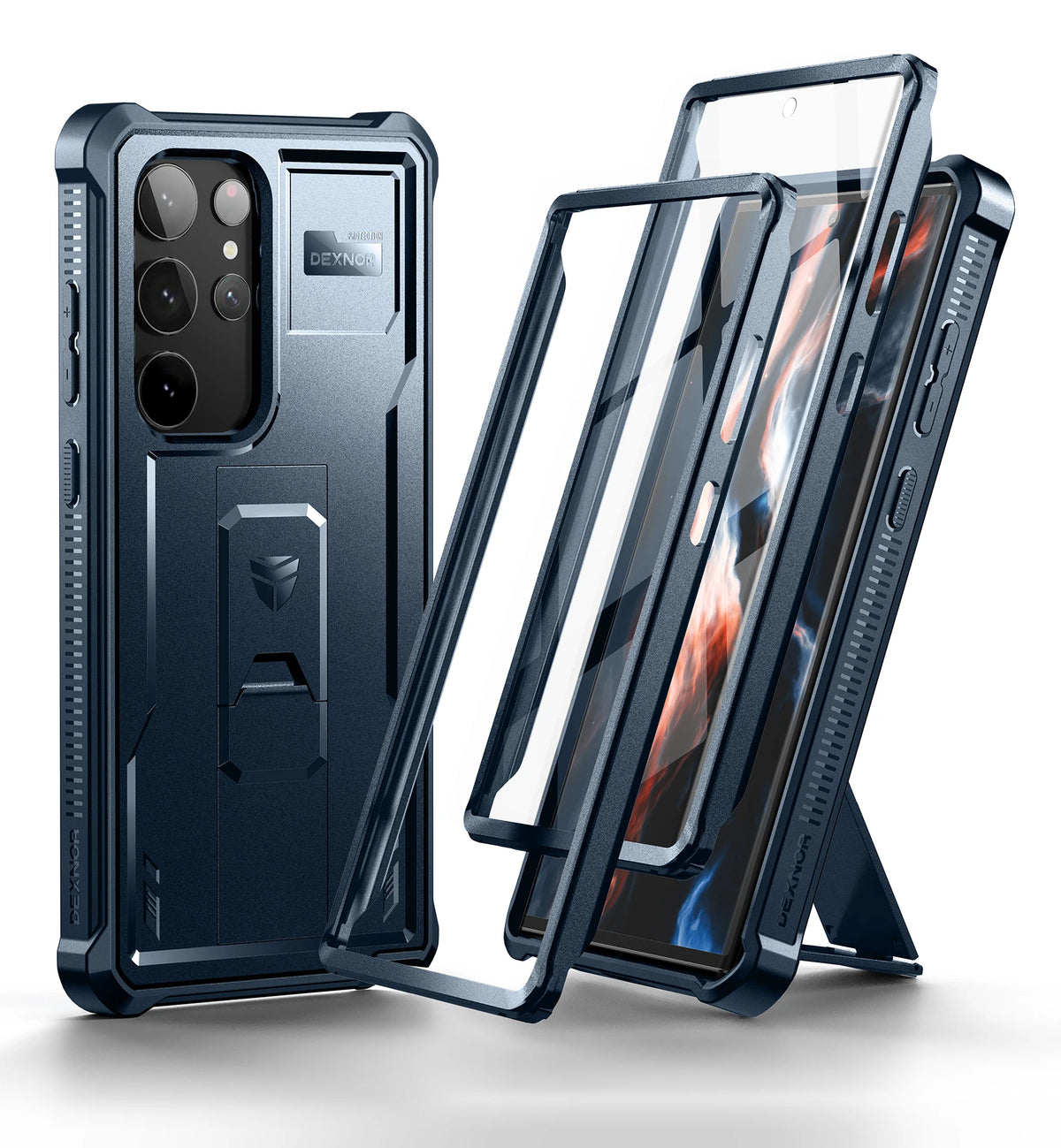 Dexnor for Samsung Galaxy S23 Ultra Case Full Body Heavy Duty Military Grade Protection Built-in Screen Protector and Kickstand