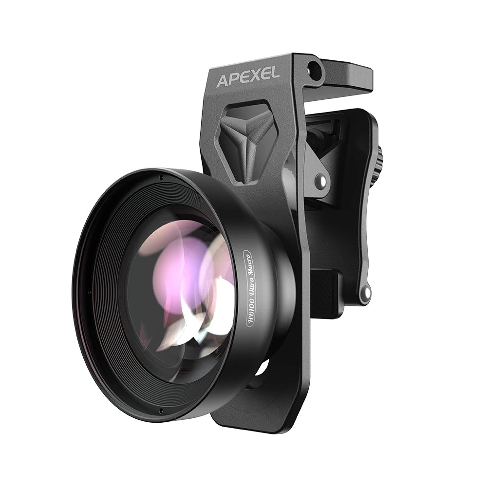 APEXEL Upgraded Professional HB100U Macro Len Macro Photography Lens for iPhone Samsung and All Smartphones, Aluminum Phone Camera Lens Kit with Universal Clip. Phone Lens Attachment