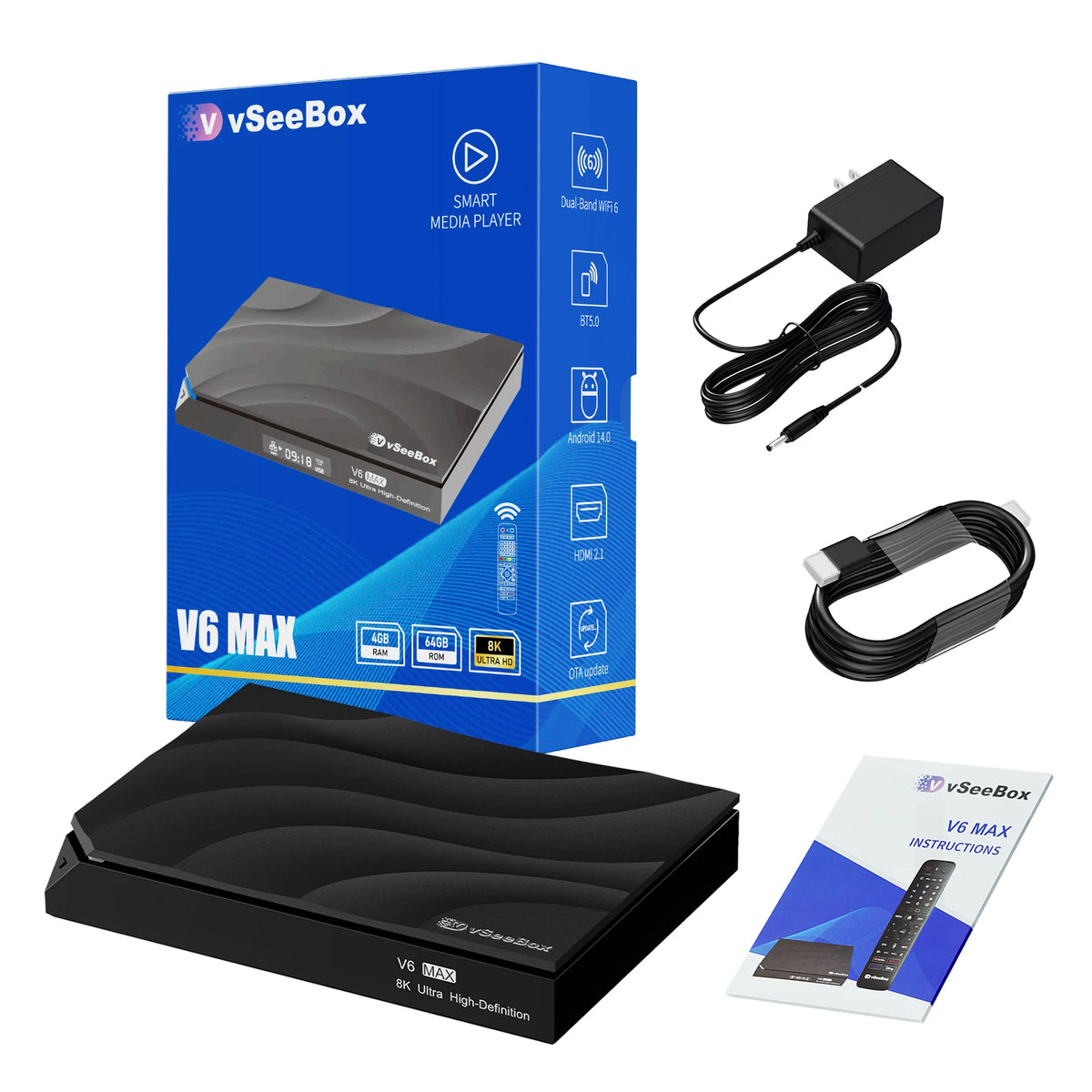 VSeeBox V6 Max Android Streaming Box With 8K Voice Control