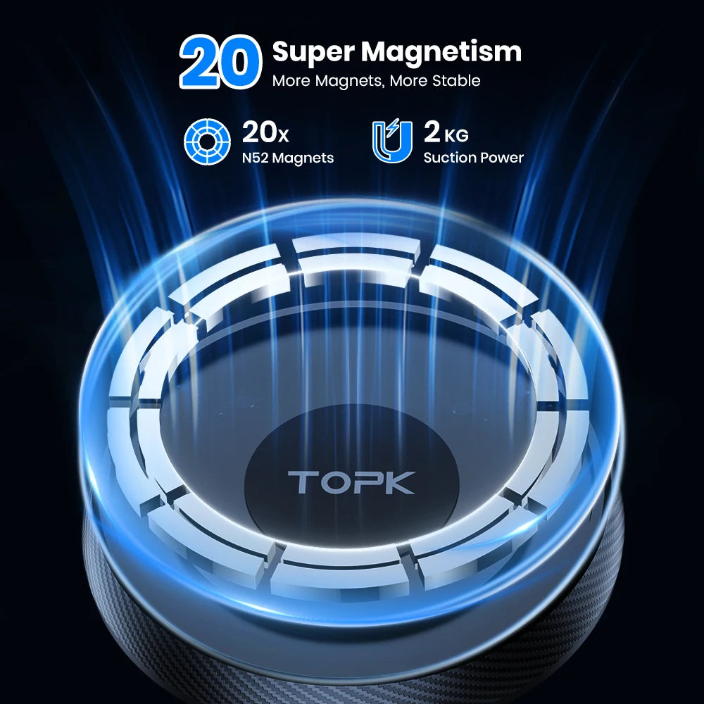 TOPK Car Phone Holder Mount MagSafe 360° Magnetic Vent 20 Strong Magnets Fit for iPhone 15 14 13 12 Pro Max Mini