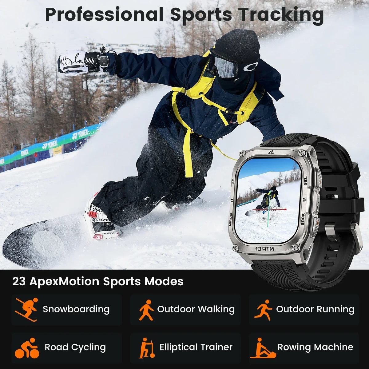 KOSPET Tank M4 Smart Watch Stainless Steel 6-Sat GPS Offline Maps 10ATM Waterproof 45M Dive 24/7 Health Monitor for Android iOS