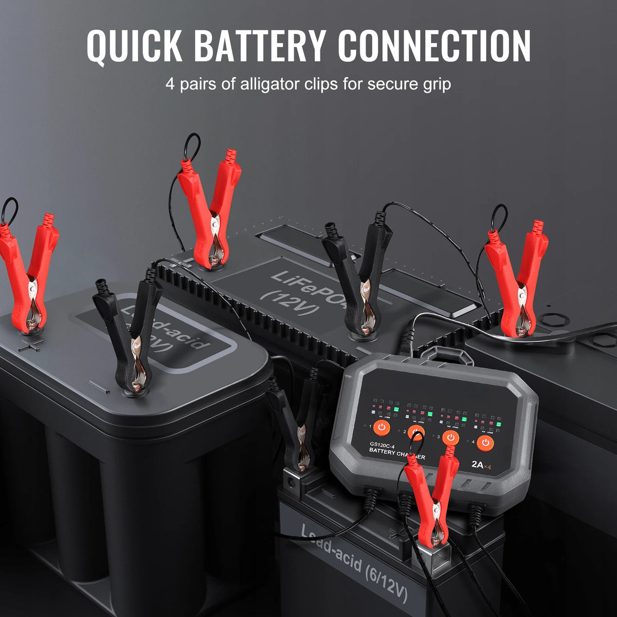 SucceBuy Smart Battery Charger Fully-Automatic Charger Maintainer Desulfator 8-Amp LiFePO4 Lead-Acid (AGM/Gel/SLA) for Boat Use