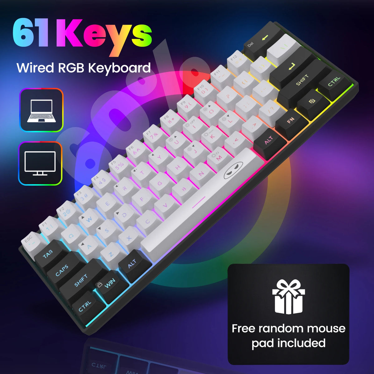 RGB Backlit Waterproof Mechanical Feel Wired Gaming Keyboard