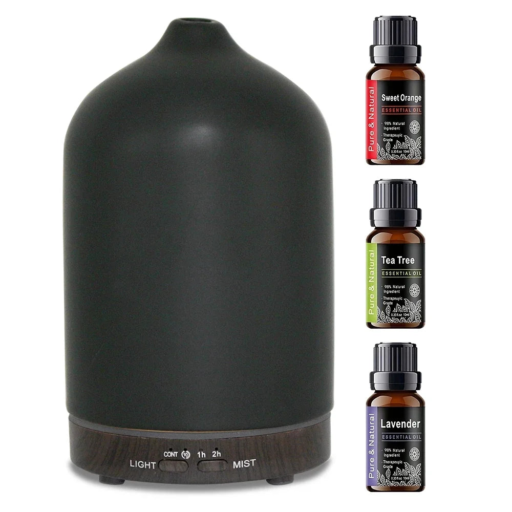200ml Cool Mist Aroma Diffuser Humidifier 7 Color LED Lights With 3 Essential Oils Timer Function USB Portable Air Humidifier Holiday Gift for Family Men Women