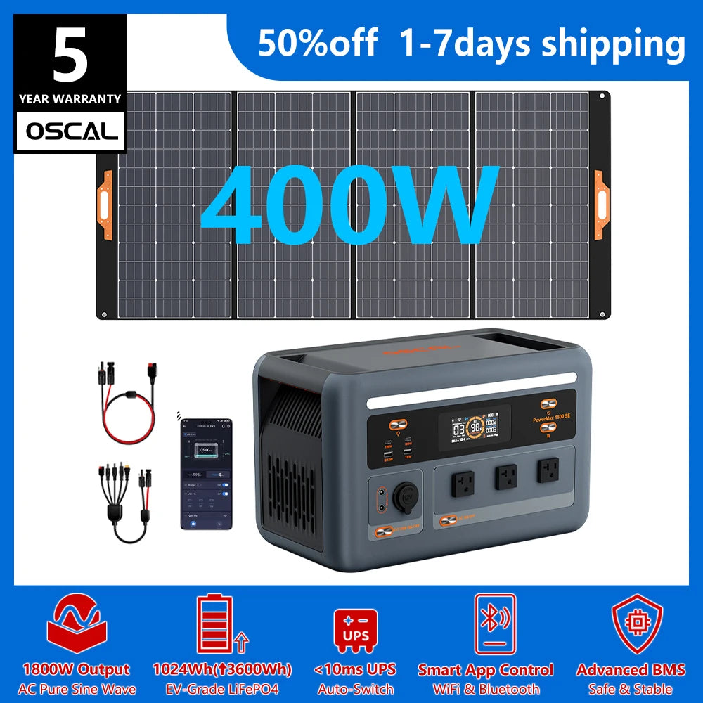OSCAL LiFePO4 Portable Power Station Solar Charging And UPS Backup