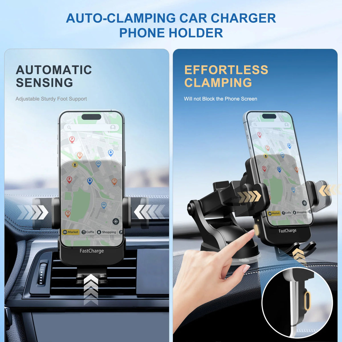 Qi Magnetic Wireless Car Phone Charger With Auto Clamp Mount