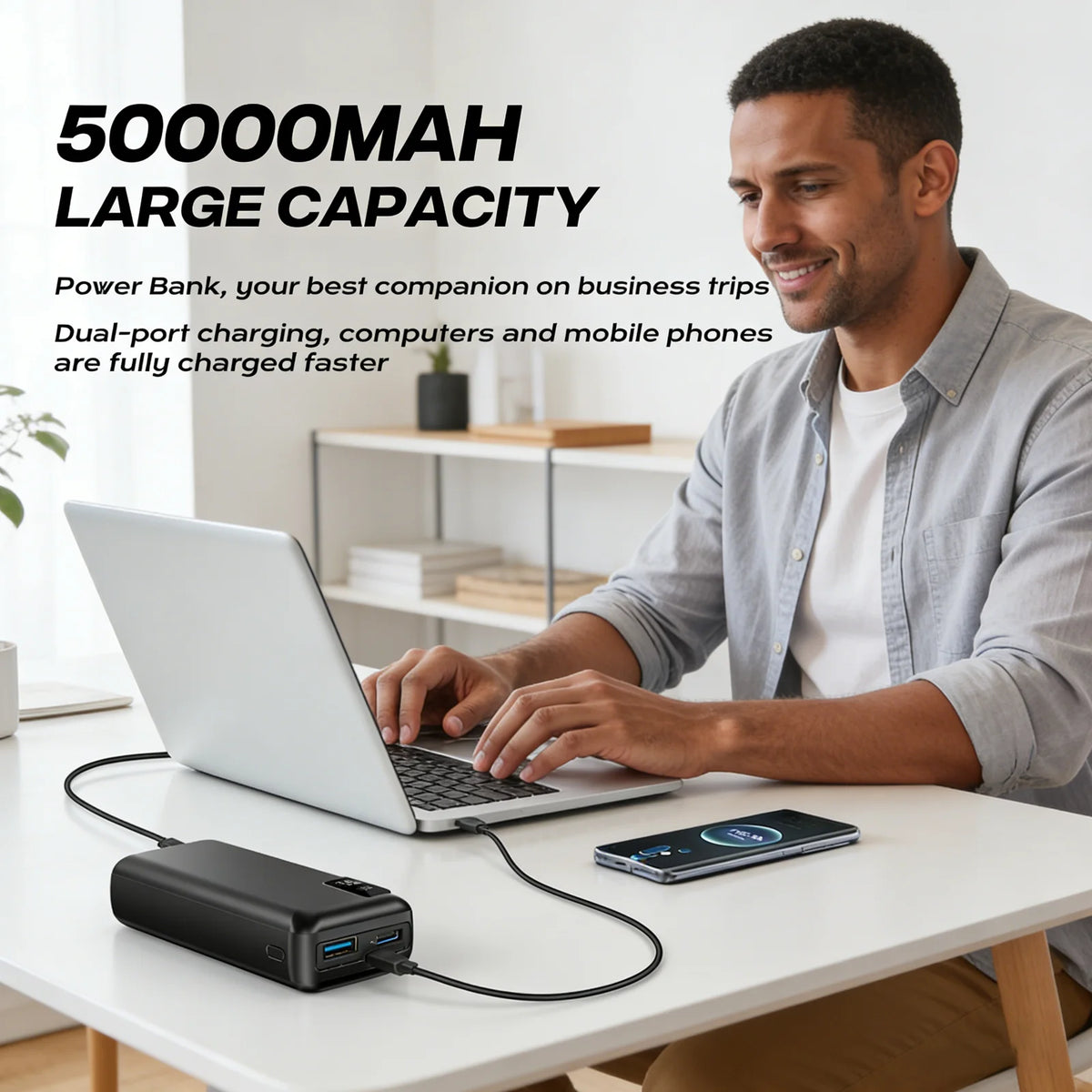 Hganus Fast Charging Portable Power Bank With Digital Display