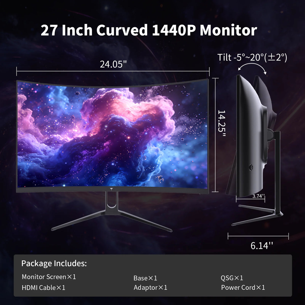 KTC Curved QHD Gaming Monitor With 144Hz HDR400 Adaptive Sync