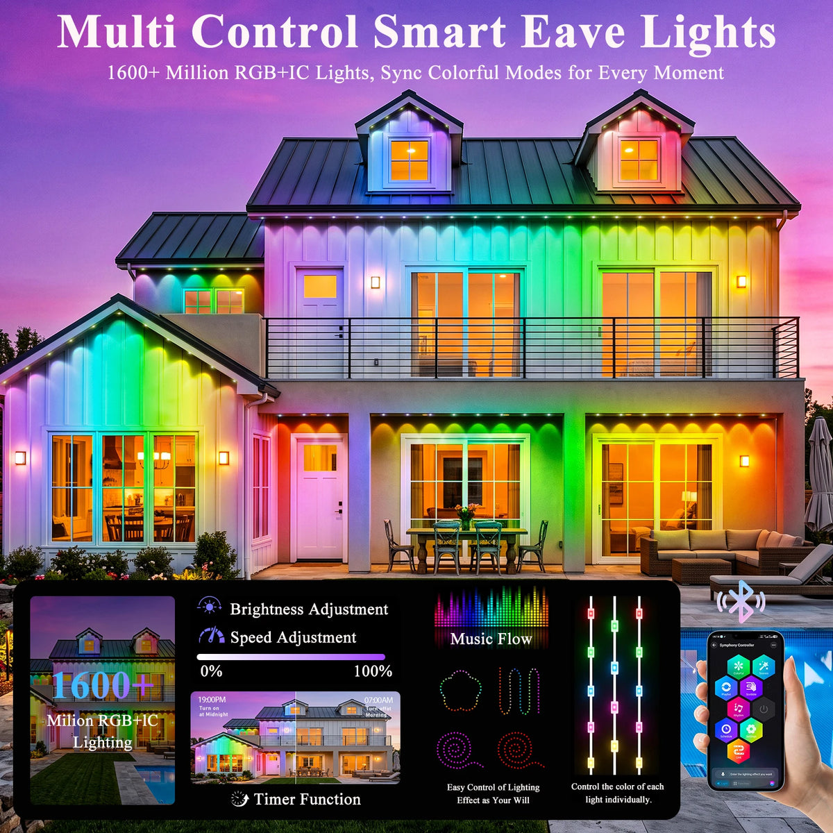AILBTON Permanent Outdoor Eaves Lights With App And Remote Control