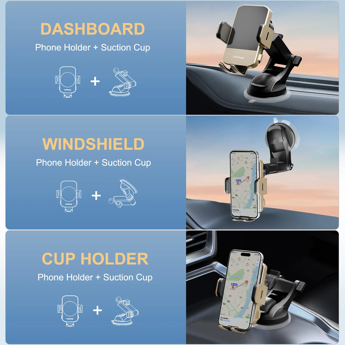 Qi Magnetic Wireless Car Phone Charger With Auto Clamp Mount