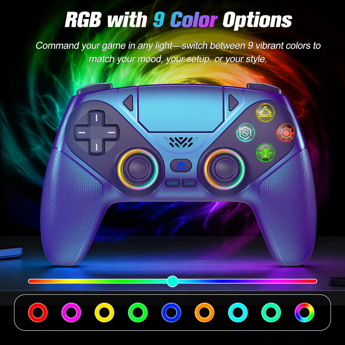 For Playstation 5 Controller RGB Wireless Gaming Controller Bluetooth Gamepad Controller PS5 With Macro/Turbo Dual Sense Vibrati