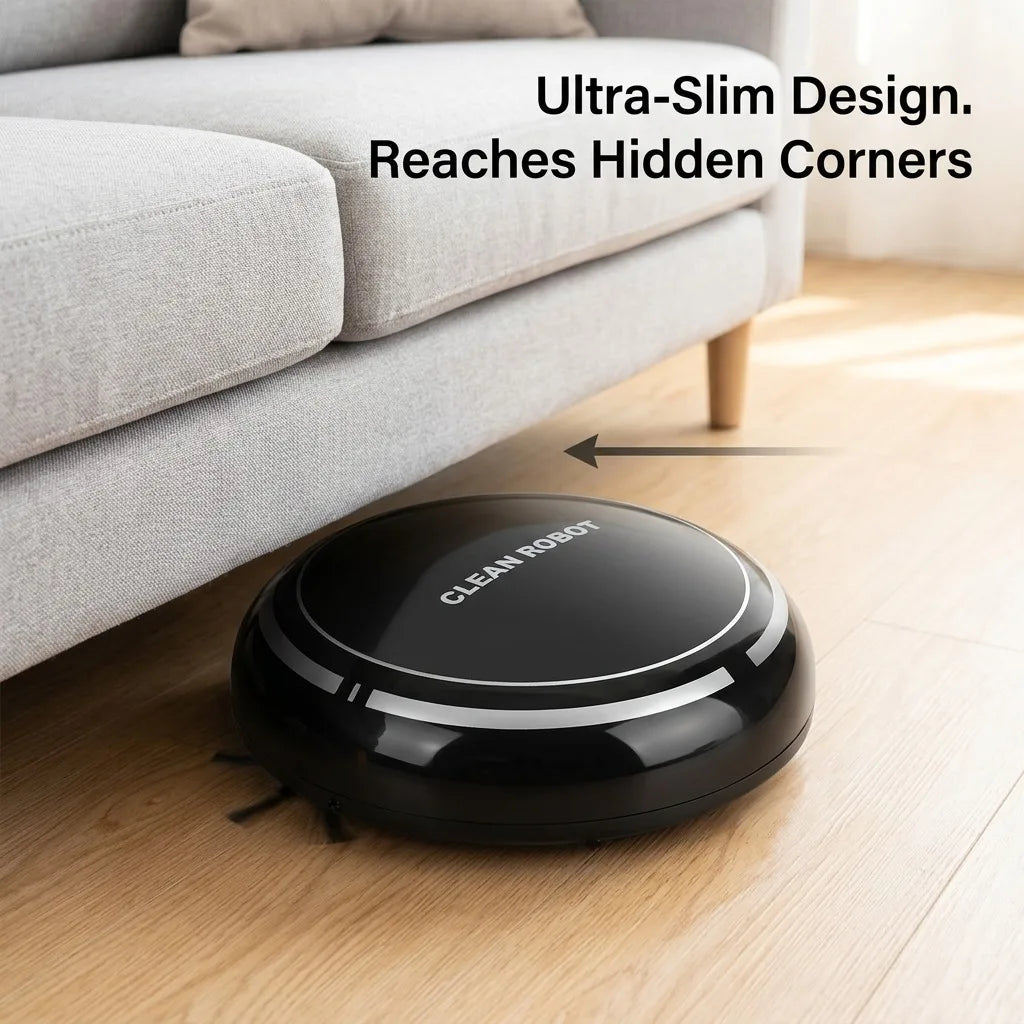 Robot Vacuum Cleaner, Smart Fully Automatic Sweeping and Vacuuming Robot with USB Charging, Compact Mini Robotic Sweeper for Hard Floor, Pet Hair, Home and Office, 19 x 8.5 x 19cm