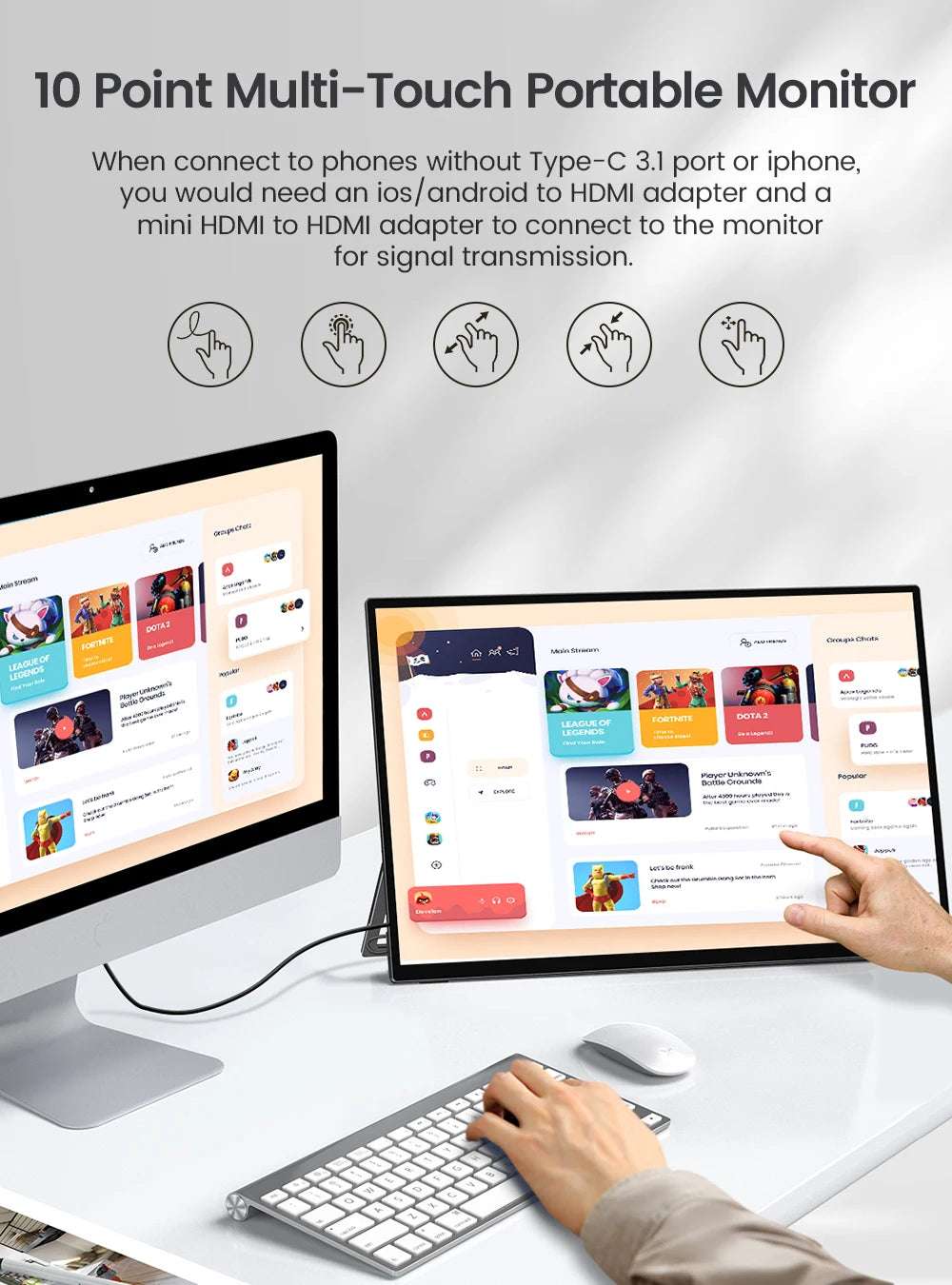 Uperfect Touchscreen Portable Gaming Monitor With Full HD 120Hz Display