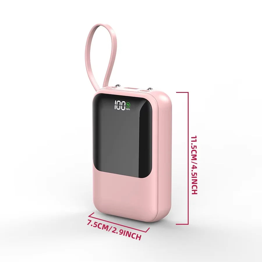 Portable Power Bank With Built In Cables And Wireless Charging