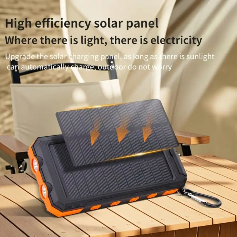 Portable Solar Power Bank Charger USB C And LED Flashlight
