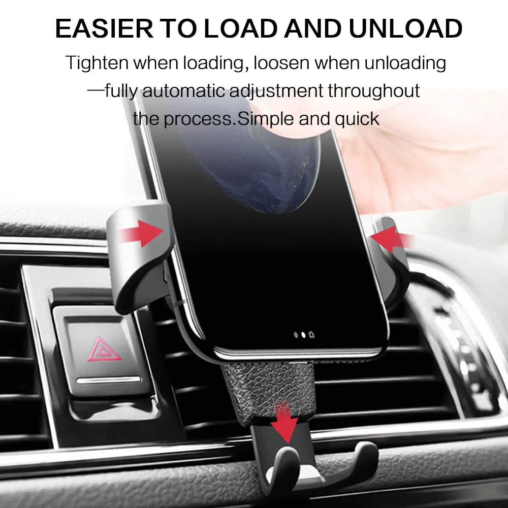 Heavy Duty Gravity Car Phone Mount Air Vent Clip Shockproof Anti Shake Mobile Phone Holder Universal Automobile Cradle Support Stand for iPhone Samsung Android Device One Hand Quick Pick Place