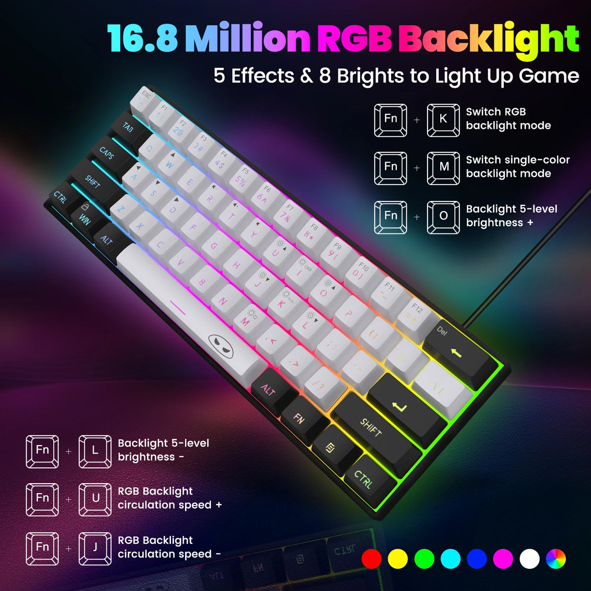 RGB Backlit Waterproof Mechanical Feel Wired Gaming Keyboard