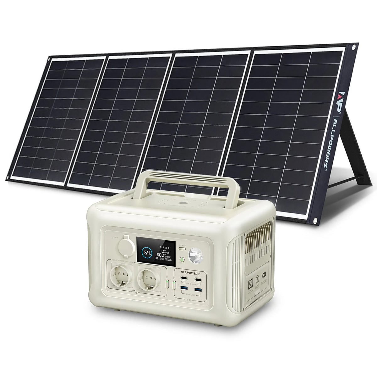 ALLPOWERS Portable Solar Panel Kit With LiFePO4 Power Station