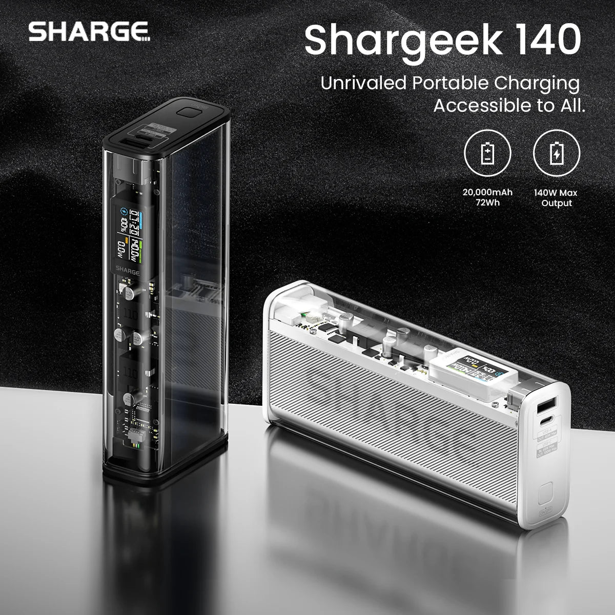 Sharge 140W Laptop Power Bank With Smart Display Dual Ports