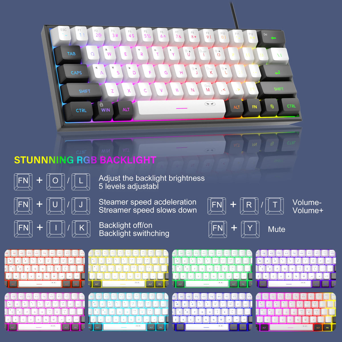 RGB Backlit Waterproof Mechanical Feel Wired Gaming Keyboard