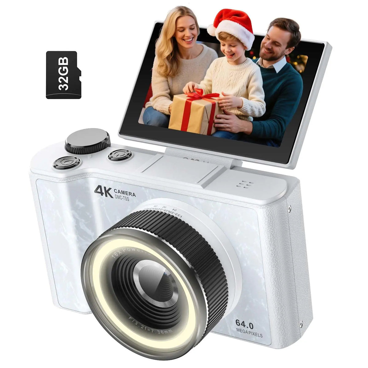 W&O 4K Digital Camera With Flip Screen And Ring Light