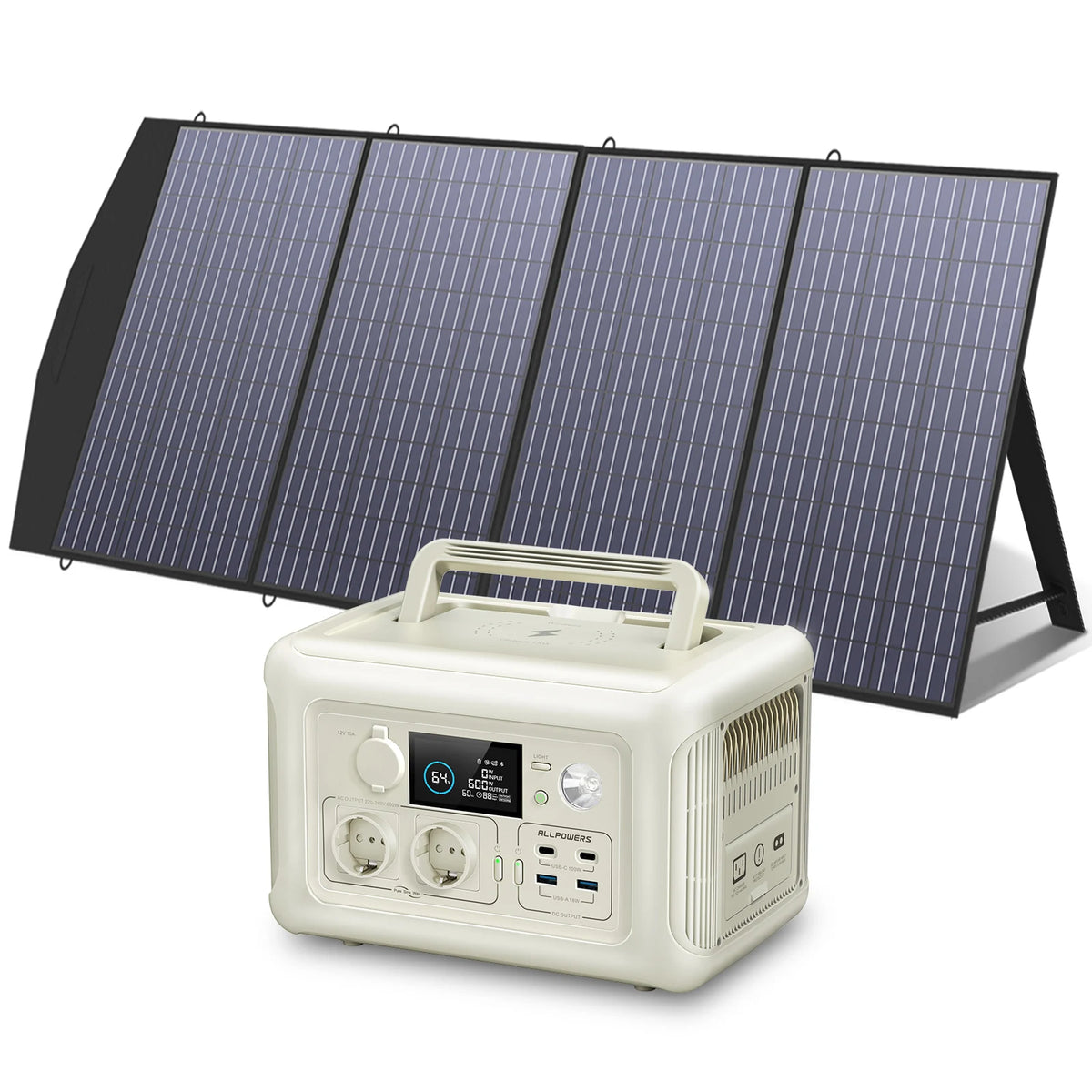 ALLPOWERS Portable Solar Panel Kit With LiFePO4 Power Station